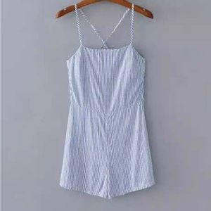 Blue and white stripped romper from H&M size 0